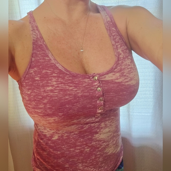 Decree Pink Burnout Button Front Racerback Tank 💖 - Picture 4 of 15